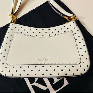 Lauren Ralph Lauren Black and White Polka Dot Shoulder Bag